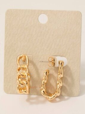 Gold Chain-Link Hoop Earrings - Women Jewelry